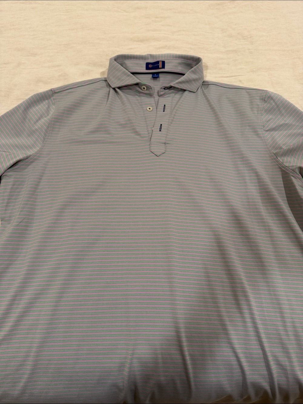 Performance Polo Shirt in Light Gray Stripe